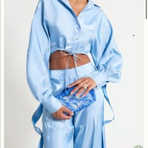 Cult Gaia Icy Blue Brinely Top & Sinead Pant - xs - never worn